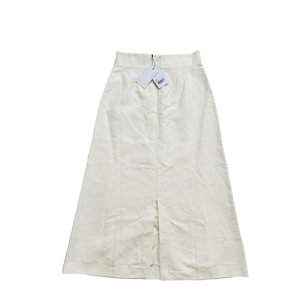 Minimalist Maria de la Orden Costa Skirt NWT White Midi 36 Cotton Hemp Coastal - Picture 6 of 7